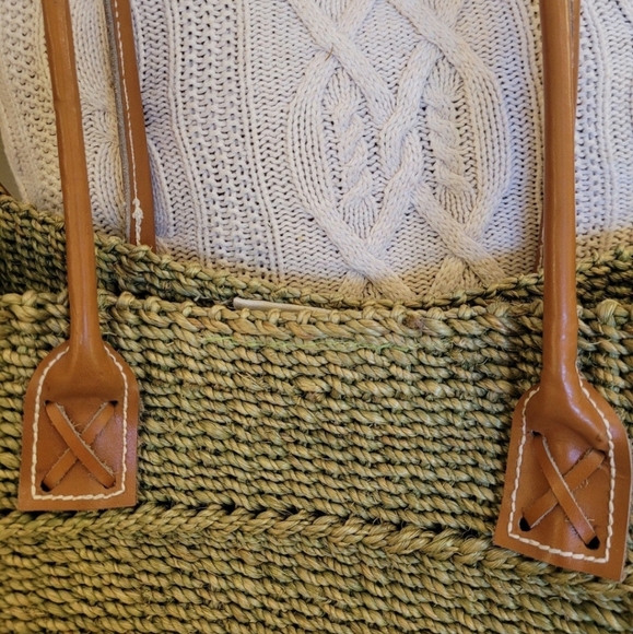 Boho Green Woven Fiber Shoulder Bag Tote Womens - Picture 7 of 12